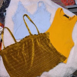 Forever 21 Yellow, Blue, and Mustard Camisole Trio